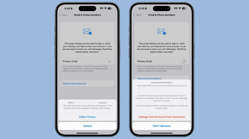 蚌埠苹果手机维修分享苹果 iOS 18.1 支持设置“主要”邮箱地址并更改 iCloud 邮箱 